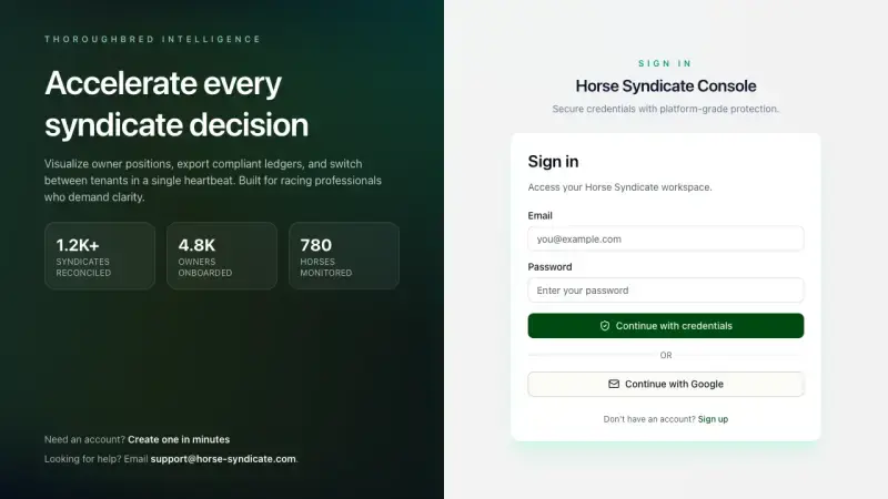 Horse Racing Syndicate | Custom Portal & Role-Based Dashboard project preview