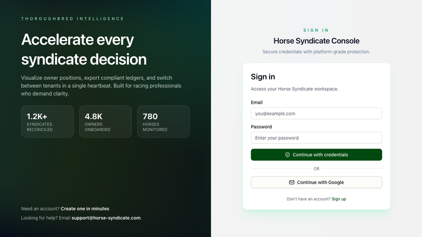 Horse Racing Syndicate | Custom Portal & Role-Based Dashboard project preview