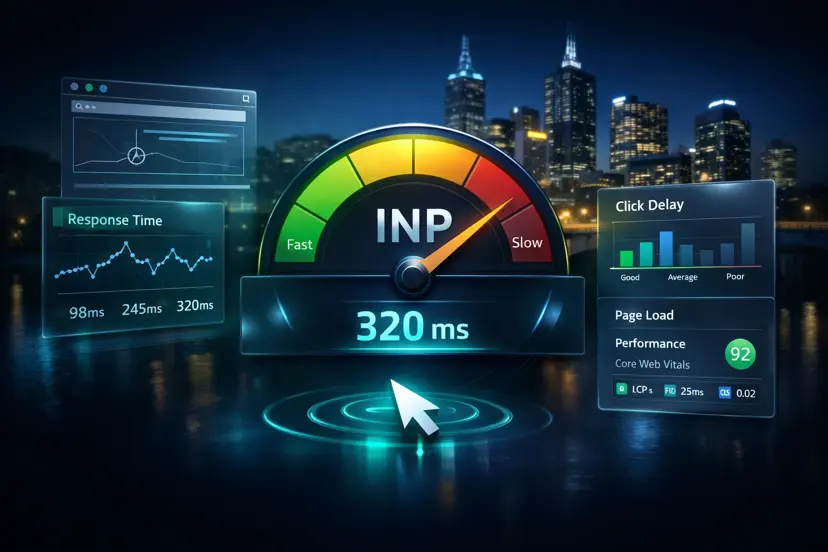 Technical website performance dashboard showing Core Web Vitals diagnostics, code traces, and engineering analysis