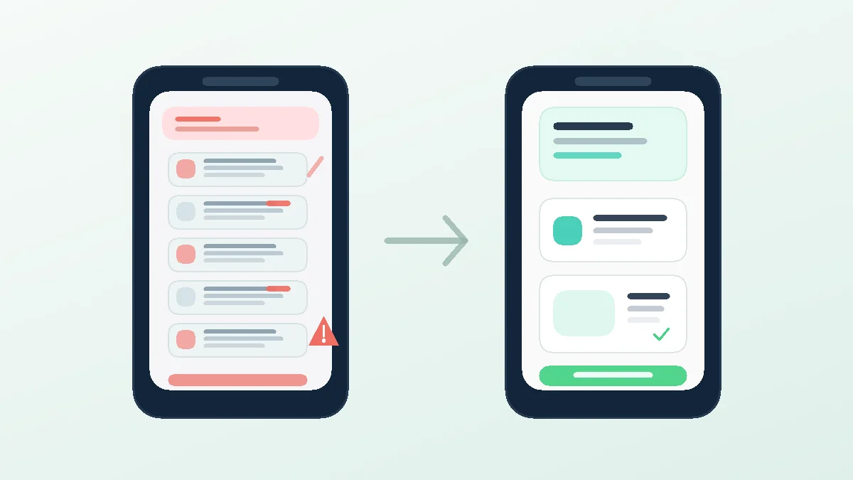 Comparison between poor mobile website design and optimised mobile UX