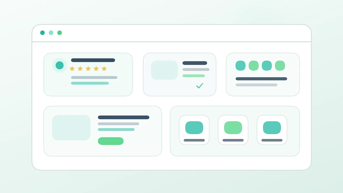 Example of website trust signals including testimonials and ratings